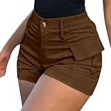szvbofueck Cargo Shorts Damen Stretch - Y2K Kurzhosen Mit Multi-Taschen...
