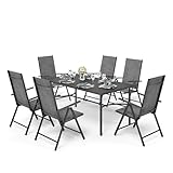 PHI VILLA Gartenmöbel Set Wetterfest Gartentisch mit Stühlen 6 Personen...