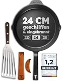TECOR Gusseisenpfanne induktion 24 cm geschliffen, universell, natürlich -...