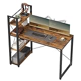 VASAGLE Schreibtisch, Computertisch mit Regalböden rechts oder Links, 120...