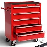 Arebos Werkstattwagen 5 Fächer | Rollwagen zentral abschließbar |...