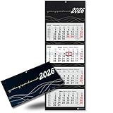 4-Monatskalender 2026 Wandkalender mit Schieber im Großformat 87,5 x 32 cm...