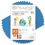 Farbpapier, Packung mit 500 Blatt A3, 80 g, buntes Papier für...