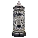 EVERSTYLE Bierkrug mit Deckel 0,7L – Motiv: Bayern – Steinkrug mit...