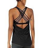 icyzone Damen Sport Tops mit Integriertem BH - 2 in 1 Yoga Gym Shirt...