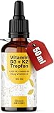 Vitamin D3 K2 Tropfen hochdosiert - 50 ml - 1.000 IE D3 + 20 µg K2,...