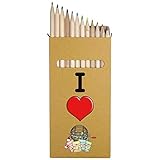 Azeeda 12 x 'I Love Bingo' Lange 178mm farbige Bleistifte/Bleistift Set...