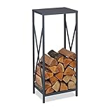 Relaxdays Kaminholzregal, Holzstapler Metall, HBT 80,5 x 34 x 25 cm,...