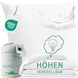 Welldora Premium Kopfkissen 80x80 höhenverstellbar | 100% extraweiche...