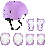 Skateboard Helm Kinder, COOLGOEU 7 in 1 Protektorenset Kinder mit...