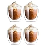 4er Set Cappuccino Tassen Gläser 250ml aus Borosilikatglas - Doppelwandig...