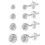 ASH'S CHOICE Ohrstecker Silber 925 Damen, 4 Paar Sterling Silber Ohrstecker...