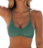 CUPSHE Damen Bikini Oberteil Neckholder U Ausschnitt Texturierte Bademode...