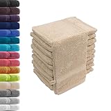 10er Set Waschhandschuhe Waschlappen Beige 16x21 cm | 100% Baumwolle...