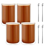 DUBUOZA 4 Stücke Latte Macchiato Gläser Set, 400 ml Doppelwandige...