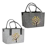 MF Filztasche mit Blütenmotiv, 40 x 25 x 26 cm, Bestickte Einkaufstasche,...