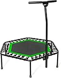 SportPlus Fitness-Trampolin, Ø 126cm, leise Gummiseilfederung, 5-Fach...