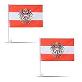 2er SET 'Auto Flagge' Fahne WM Länder Fußball Fan Farbe: Österreich mit...