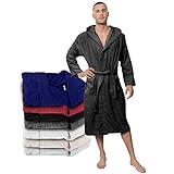 Twinzen Bademantel Herren - L - Dunkelgrau - 100% Baumwolle (350g/m²)...