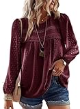 TUUHAW Shirt Langarm Damen Herbst Große Größen Tunika Boho Bluse Top...