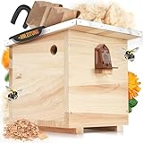 BEESI Hummelhaus groß inkl. Wachsmottensperre & Nistmaterial I Kapok,...
