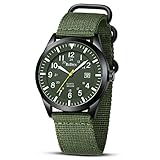 HANPOSH Herren Uhr Uhren Herren Militär Uhr Armbanduhr 12/24 Stunden...