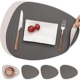 Myir JUN Tischsets Leder und Untersetzer, Tischsets Abwaschbar Rund...