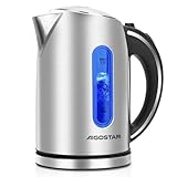 Aigostar King - Wasserkocher Edelstahl 1,7 liter, Elektrischer Wasserkocher...