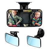 Spiegel Auto Baby Rückbank mit Clips & Saugnapf, Gebogener Spiegel,...