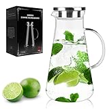 LIBWYS 2200ml Glaskaraffe - Karaffe Glas mit Deckel, Wasserkaraffe aus...