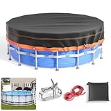 Poolabdeckung Rund 376cm, 12ft Lagertank Poolabdeckung mit Kordelzug...