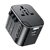 RoRoSkin Reiseadapter Weltweit,Steckdosenadapter mit 2USB A, 2USB C und 1AC...