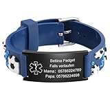 Notfallarmband Kinder SOS Armband Silikon - Personalisiert Anti Verloren...