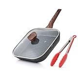 Kordisen Antihaft-Grillpfanne mit Deckel, 28 cm quadratische Pfanne für...