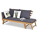 GOPLUS Gartenbank Holz, Gartensofa mit Liegefunktion, 2-3 Sitzer Holzbank...