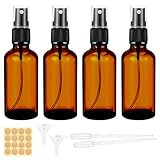Maxmoc 50ml Braunglas Sprühflasche, 4 Stück Klein Glas, Nachfüllbar...