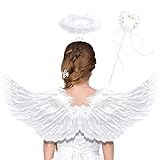 Goenb Engelsflügel, 80*41cm Engelsflügel Weiß Engel Kostüm Damen Kinder...