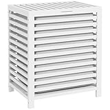 HOMCOM Bamboo Wäschekorb 55L Kapazität Wäschekorb mit Deckel 2 Griffe...