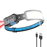 Smiling Shark Stirnlampe, Headlamp 7*Weiße Licht 270° Beleuchtung Breite...