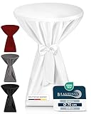 Beautissu Premium Stehtischhussen 70 cm Blickdicht Weiß – Tischhussen...