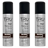 Tru Haarverdichter Spray Schwarz - 3×100 ml Haarauffüller für Männer...