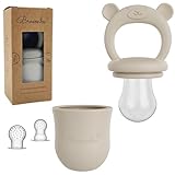 Broemba Baby Fruchtsauger & 3 Schnuller - Beiger 100% Silikon...