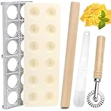TUZHE Ravioli Maker Set, Ravioli Former mit Nudelholz, Teigtaschenrad,...