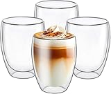 ERBO 4 Stück Doppelwandige Kaffeegläser 350ml, Latte Macchiato Gläser,...