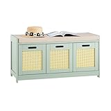 SoBuy Sitzkommode Sitzbank mit Stauraum Schuhbank mit Sitzkissen Schuhtruhe...