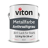 VITON Metallfarbe in Anthrazit - 3,5 Kg Metall-Schutzlack Seidenmatt -...