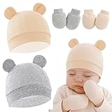 JYNXOR 2 Sets Neugeborenes Baby Mütze Hut und Handschuhe Set Beanie...