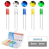 REAQUE 300 Stück LED Leuchtdioden 3mm/5mm LED Dioden Sortiment Kit...