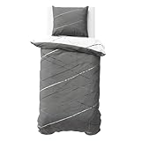 Visaggio Bettwäsche Set 135x200 cm Baumwolle Bettbezug Streifen Grau...