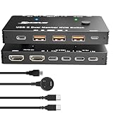 USB C KVM Switch 2 PC 2 Monitore 4K/1080P@60Hz, USB C Dual Monitore KVM...